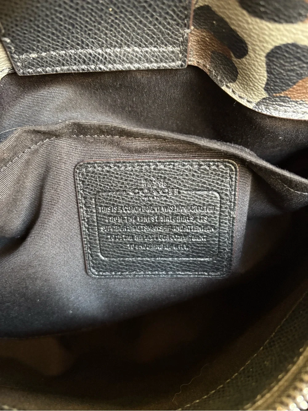 COACH Leopard-Print Satchel in Grey and Black